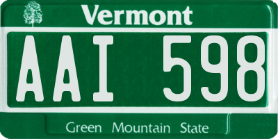 VT license plate AAI598