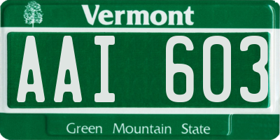 VT license plate AAI603