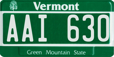 VT license plate AAI630