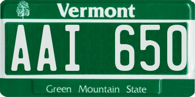 VT license plate AAI650