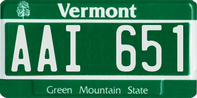 VT license plate AAI651