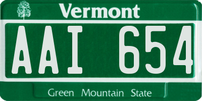 VT license plate AAI654