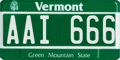 VT license plate AAI666