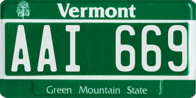 VT license plate AAI669