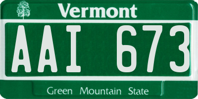 VT license plate AAI673