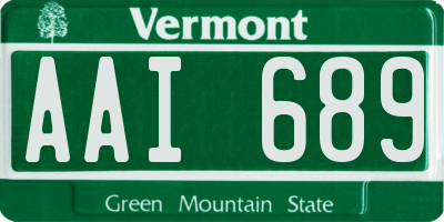 VT license plate AAI689