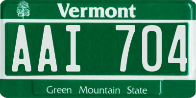 VT license plate AAI704
