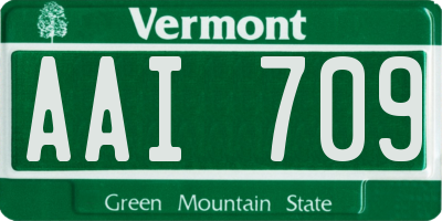 VT license plate AAI709