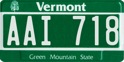 VT license plate AAI718