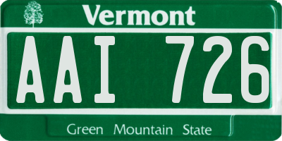 VT license plate AAI726