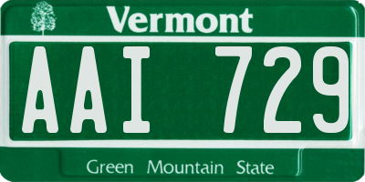 VT license plate AAI729