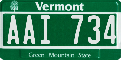 VT license plate AAI734