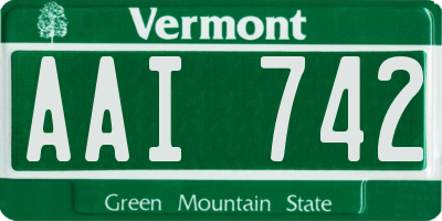 VT license plate AAI742