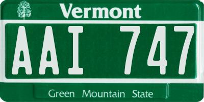 VT license plate AAI747
