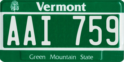 VT license plate AAI759