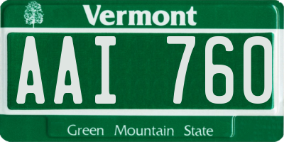 VT license plate AAI760