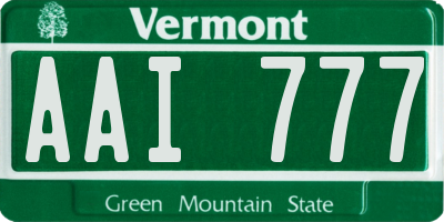 VT license plate AAI777