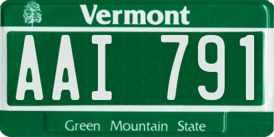 VT license plate AAI791