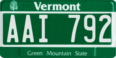 VT license plate AAI792