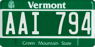 VT license plate AAI794