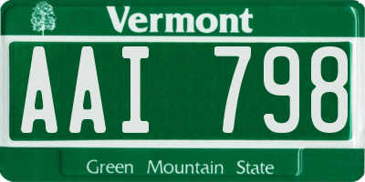 VT license plate AAI798