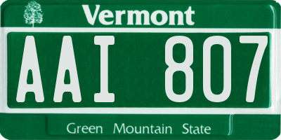 VT license plate AAI807