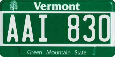 VT license plate AAI830
