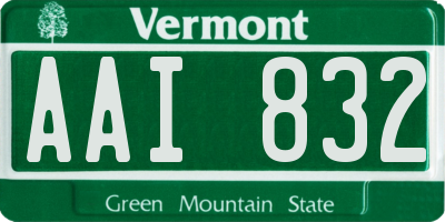 VT license plate AAI832