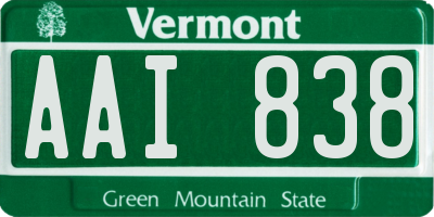VT license plate AAI838