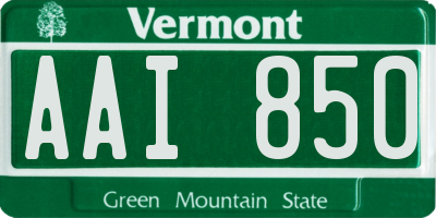 VT license plate AAI850