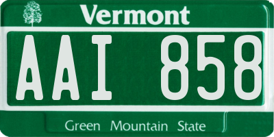 VT license plate AAI858