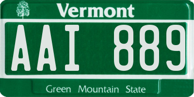 VT license plate AAI889