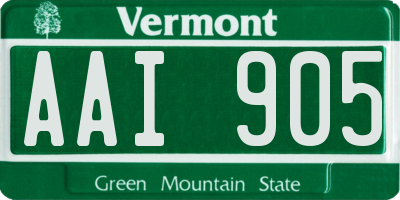 VT license plate AAI905