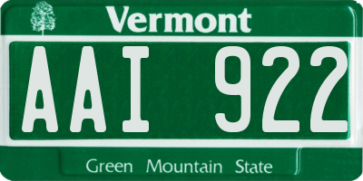 VT license plate AAI922