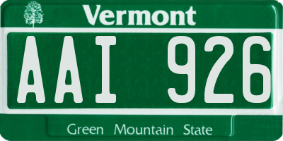 VT license plate AAI926