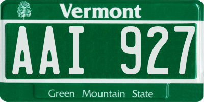 VT license plate AAI927
