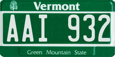 VT license plate AAI932