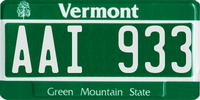 VT license plate AAI933