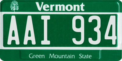 VT license plate AAI934