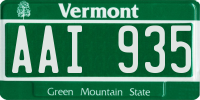 VT license plate AAI935