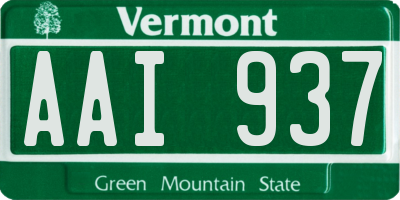 VT license plate AAI937