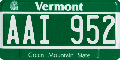 VT license plate AAI952