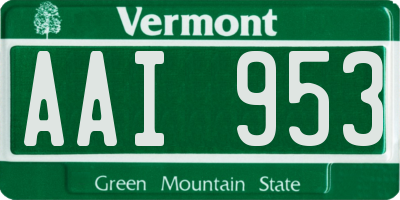 VT license plate AAI953