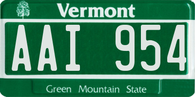 VT license plate AAI954