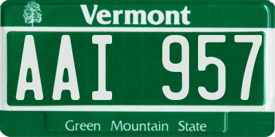VT license plate AAI957