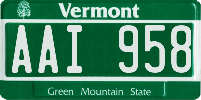 VT license plate AAI958