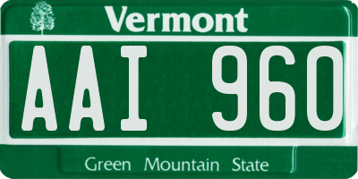 VT license plate AAI960