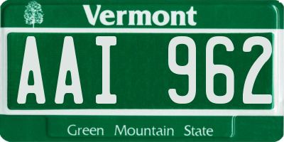 VT license plate AAI962