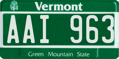 VT license plate AAI963