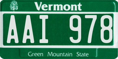 VT license plate AAI978